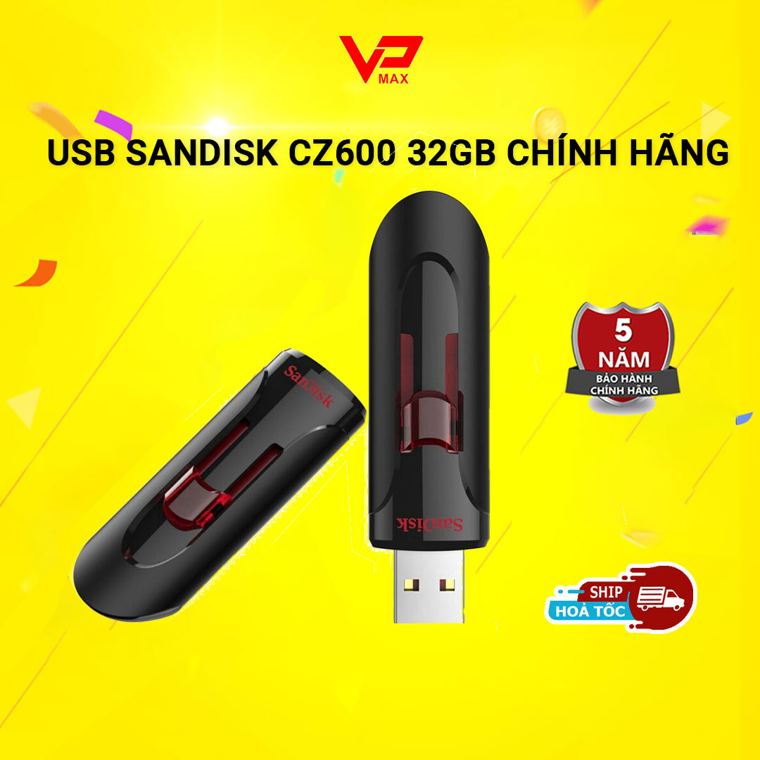 USB 32GB 16Gb 3.0 Up to 130MB/s Hikvision Sandisk CZ600 bh 5 năm - VPMAX Store - USB Sandisk, USB 16GB, USB chính hãng