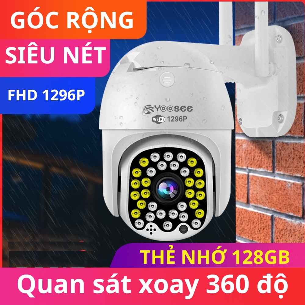 CAMERA NGOÀI TRỜI YOOSEE XOAY 360 ĐỘ FHD 1296P SIÊU NÉT GÓC RỘNG 2304X1296 BAN ĐÊM CÓ MÀU ĐÀM THOẠI HAI CHIỀU TUỲ CHỌN THẺ NHỚ ĐI KÈM 32G/64G/128G