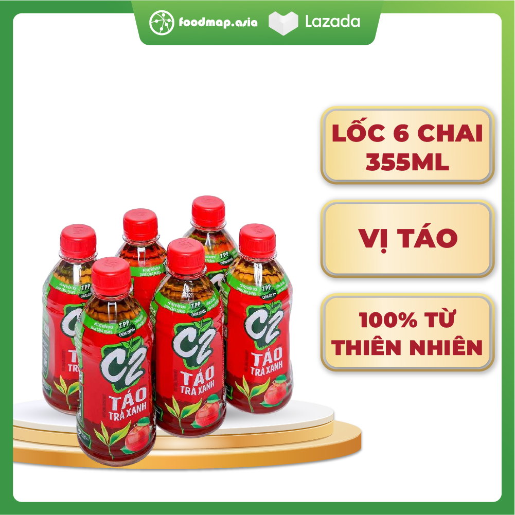 Trà Xanh C2 Hương Táo Chai 355ml Lốc 6 chai