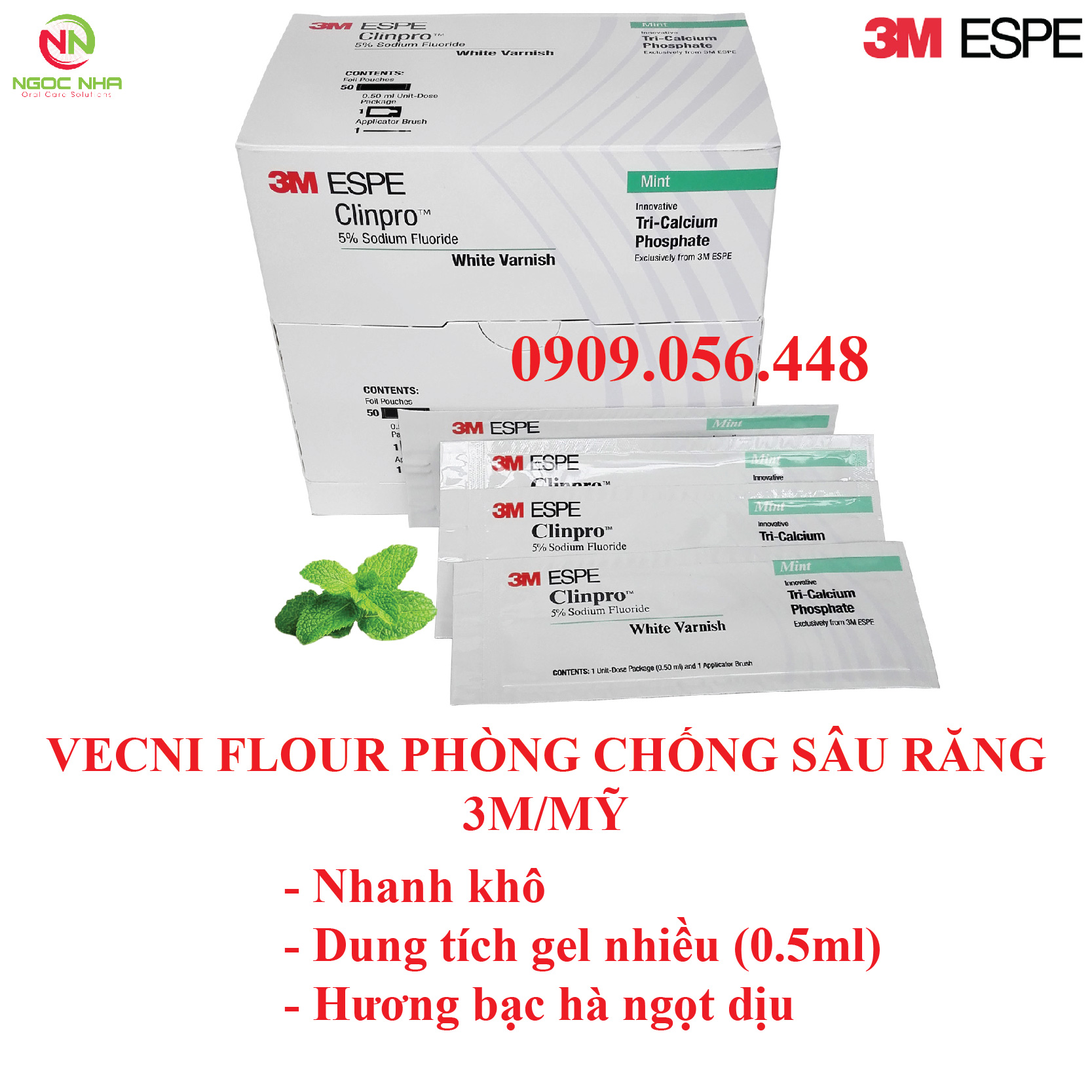 Gel bôi vecni flour chống sâu răng trẻ em 3M Clinpro White Varnish Flouride bảo vệ men răng trẻ em và chống ê buốt cho răng người lớn gói 0.5 ml - Hàng chính hãng 3M/ Mỹ