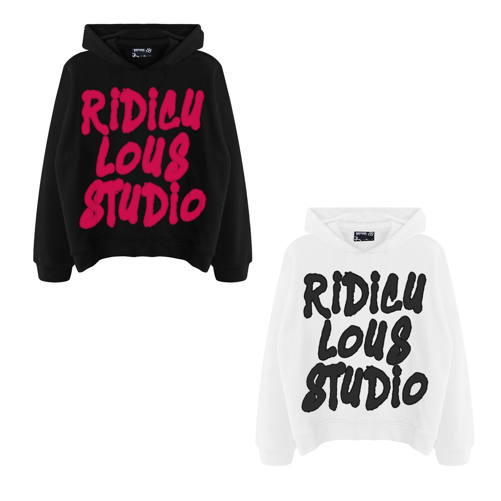 Áo hoodie ridiculous- rls hoodie, nỉ trắng & đen 100% cotton