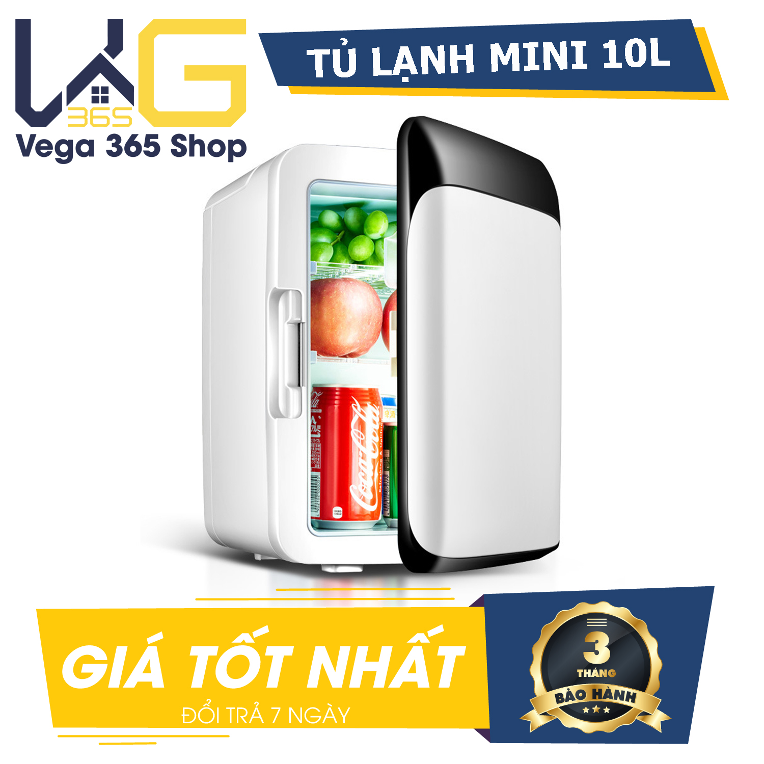 Tủ lạnh mini -Tủ lạnh mini hộ gia đình và xe hơi Car Cooler YH-10L (Trắng) -Tủ lạnh chuyên dụng trên ô tô, xe hơi - Làm mát nước uống, nước ngọt-Tủ lạnh, tủ mát mini 10L phù hợp hộ gia đình nhỏ, sinh viên , tủ lạnh 10 lít