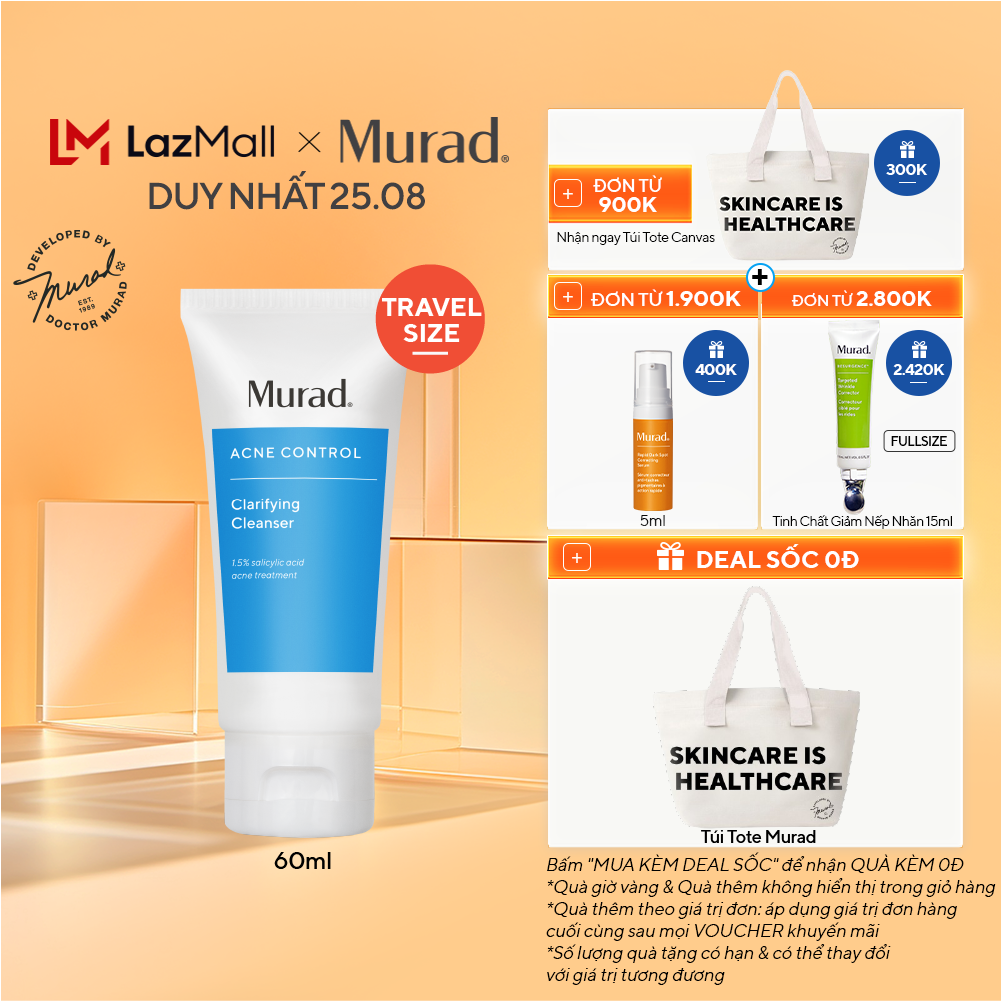 Sữa rửa mặt sạch da ngừa mụn - murad clarifying cleanser 60ml
