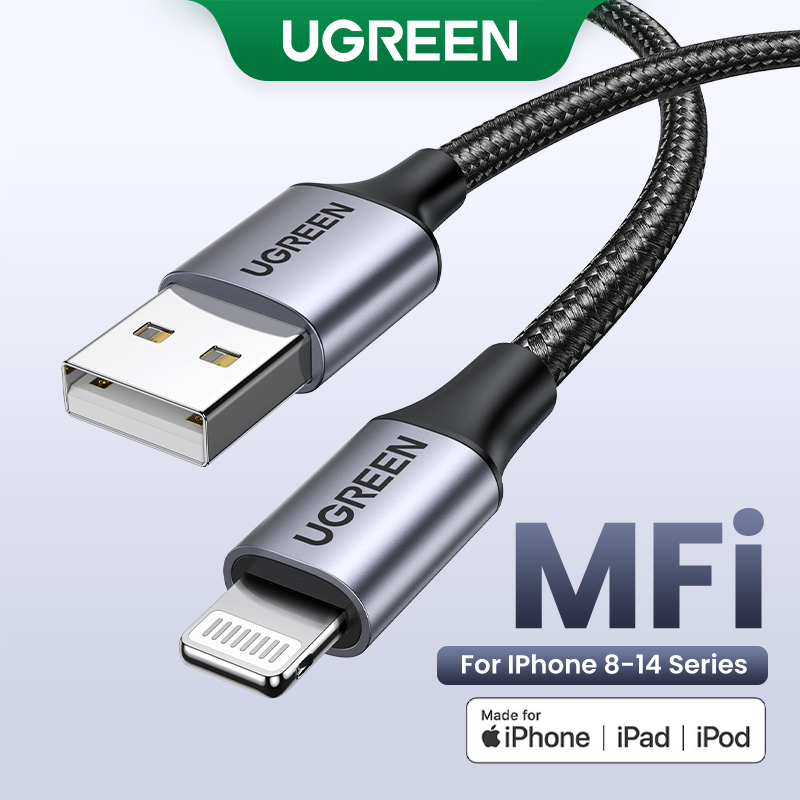 Ugreen mfi usb cable for iphone 14 13 pro max, 12 pro max x xr 11 2.4a fast charging lightning cable usb data cable phone charger cable