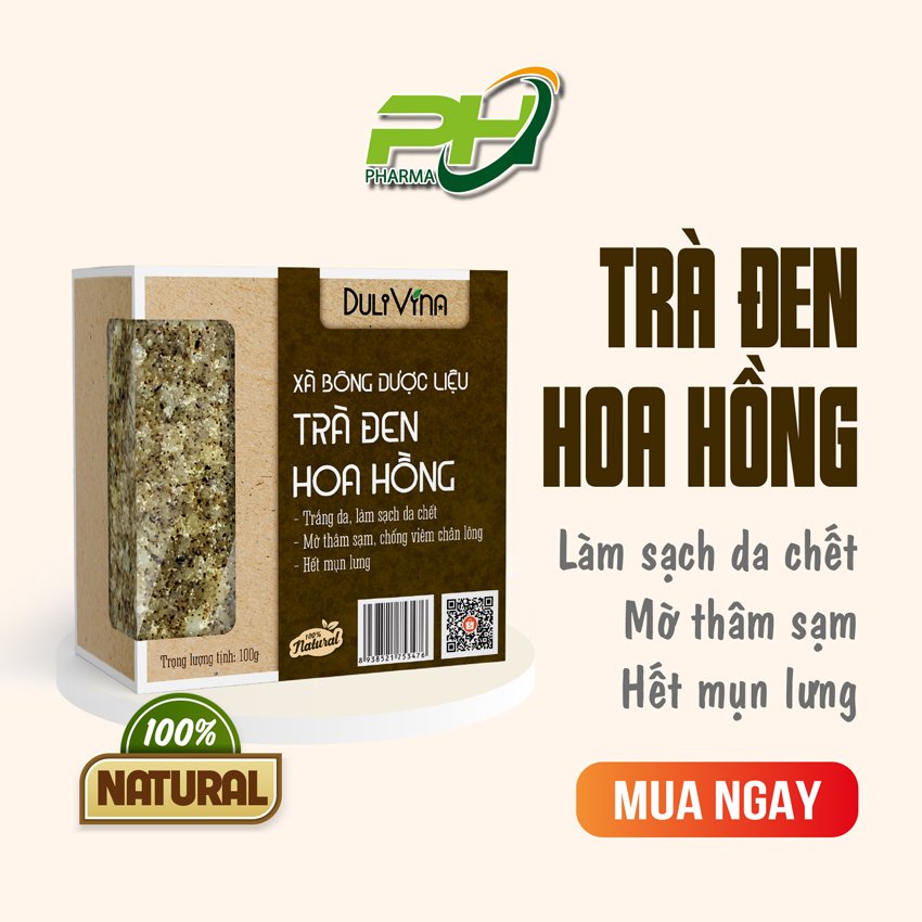 Xà bông Dược liệu DuliVina Trà Đen Hoa Hồng Làm Sạch Sâu, Giúp Trẻ Hóa, Tái Tạo Da 100g