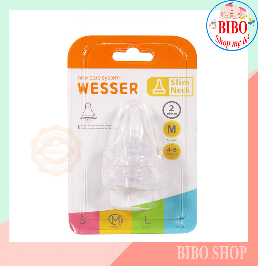 Set 2 núm vú cổ nhỏ wesser size m dành cho bé