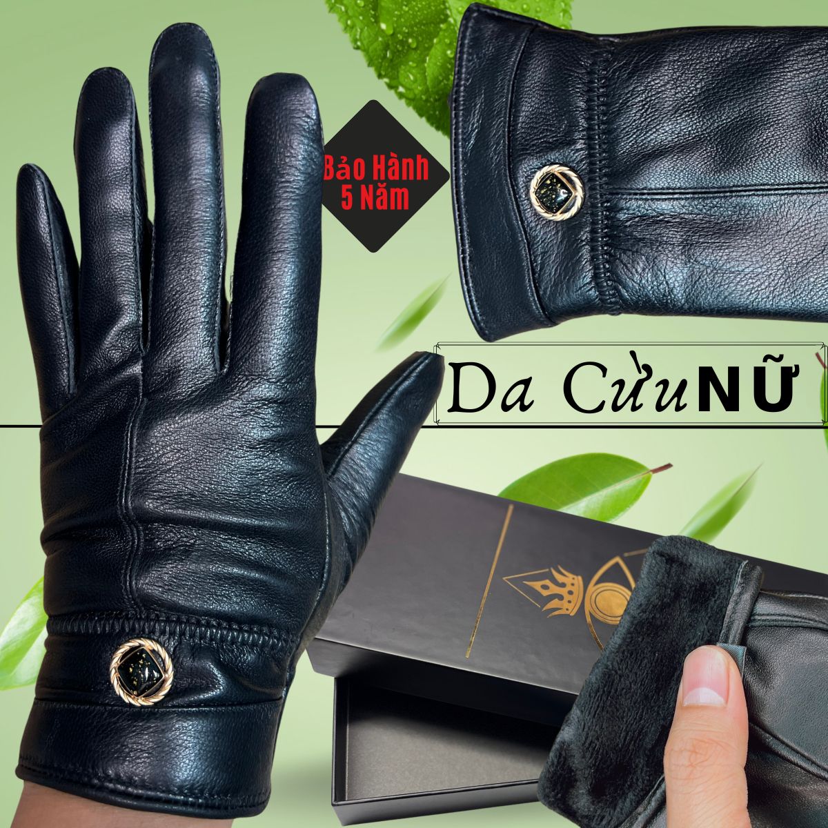 Găng Tay Da Cừu Nữ Cao Cấp Mỏng Nhẹ Lót Lông Đi Mưa Thoải Mái, Dễ Lái Xe - Không Bong Nổ - Bảo Hành Da Thật 5 Năm KG.20