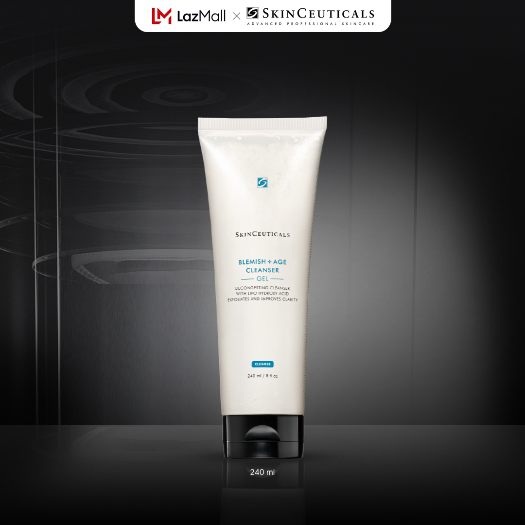 Sữa rửa mặt dạng gel chuyên biệt Skinceuticals Blemish + Age Cleanser Gel giúp giảm mụn, làm sạch tế bào da chết và hông thoáng lỗ chân lông 240ml
