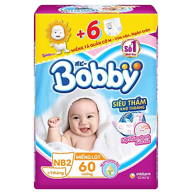 [Tặng 6 miếng] Miếng lót sơ sinh Bobby Newborn 2 - 60 Miếng