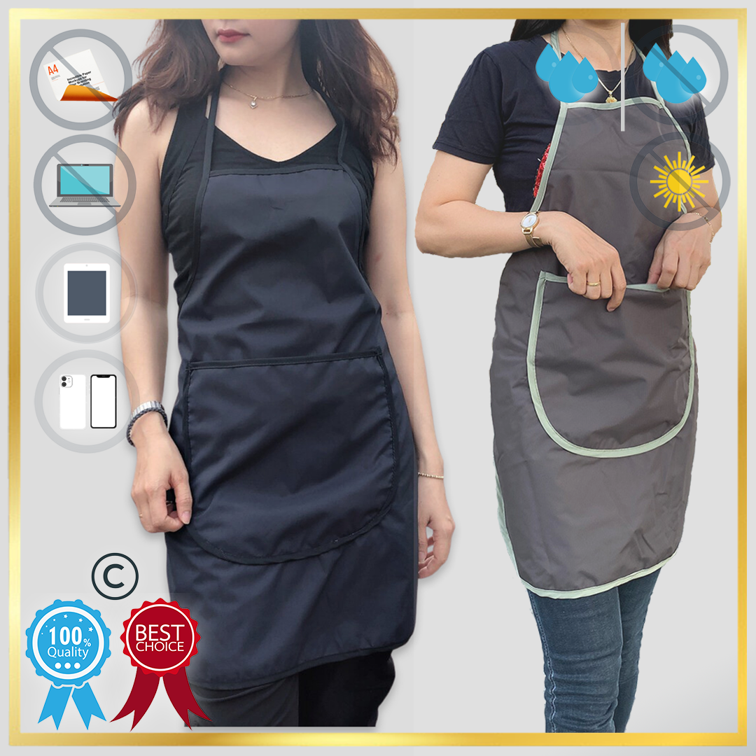 2 tạp dề nấu bếp, thiết kế đơn giản, có túi đựng điện thoại phía trước, kích thước freesize, chất liệu vải dù mỏng, không thấm nước (Nhiều mẫu để chọn)