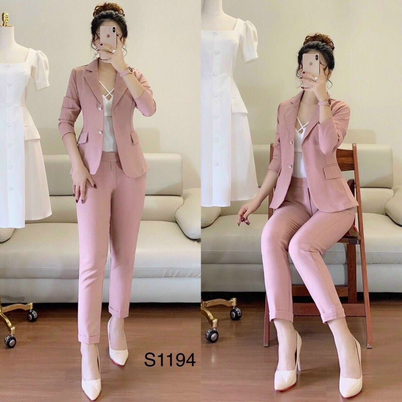 Sét bộ 3 món vest dài cho cô nàng công sở , lịch lãm sang chảnh, trẻ trung, xsdx