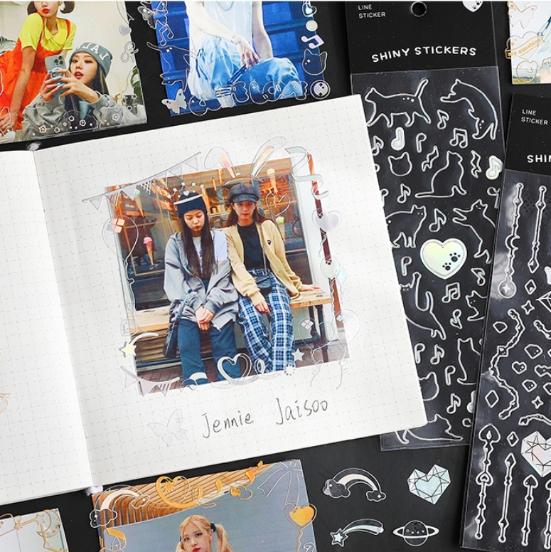 Sticker mạ vàng hình dán Shiny trang trí bullet journal và toploader | BST115