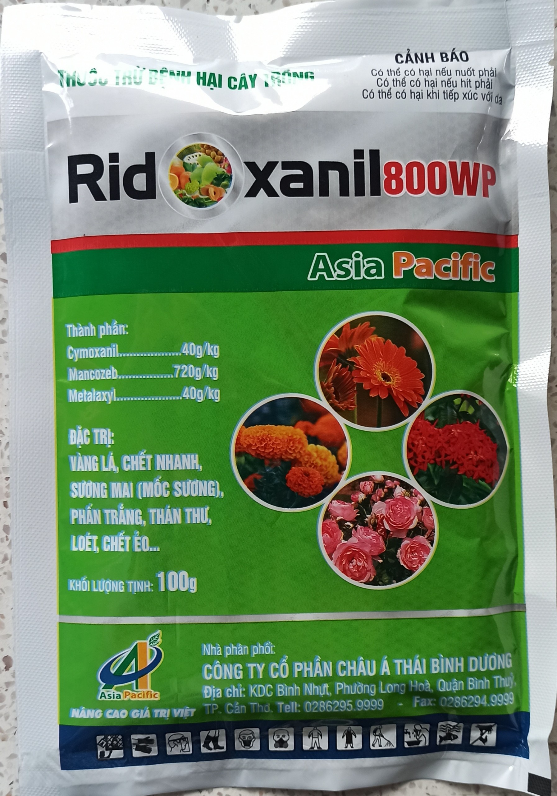 Thuốc trừ bệnh cây trồng Ridoxanil 800WP - Gói 100g - Đặc trừ bênh trên cây hoa và cây cảnh