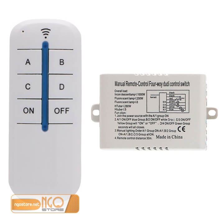 Bộ điều khiển từ xa bằng sóng RF 4 kênh 220v-1000W