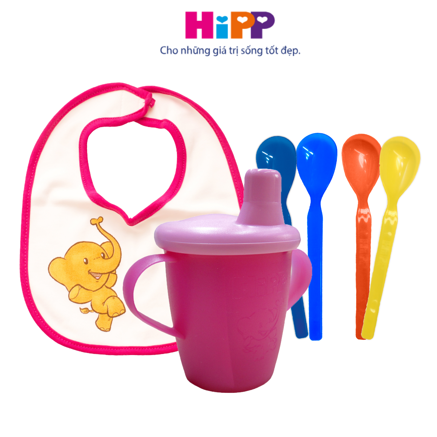 Bộ cốc tập uống - Yếm - 4 Thìa ăn dặm cho bé chính hãng HiPP