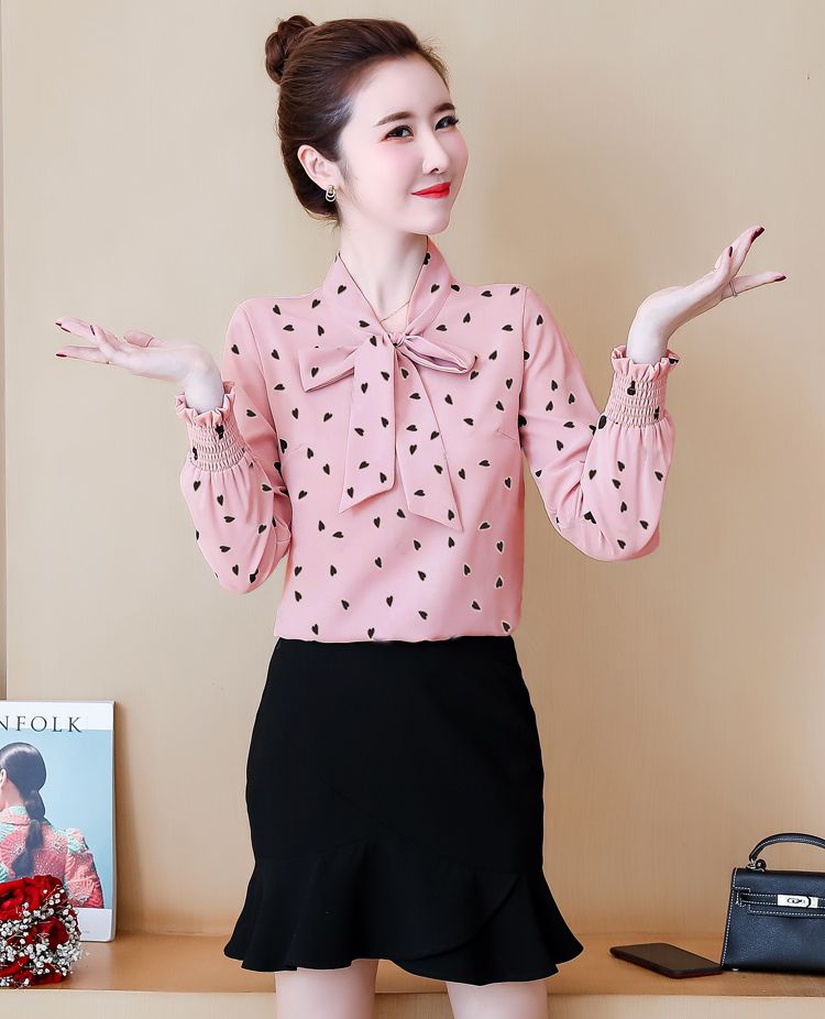 Áo sơ mi hoạ tiết tim cột nơ beyeu1688 - by3317