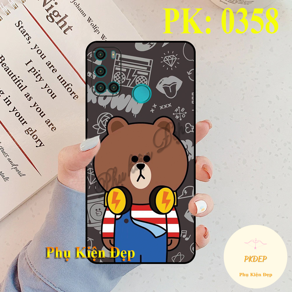 Ốp lưng Vsmart Joy 4 dẻo đen in hình Gấu nâu