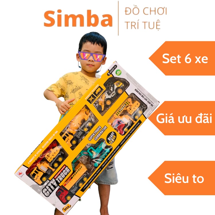Đồ chơi ô tô xe tải, xe công trình xây dựng cỡ lớn trẻ em, máy xúc, máy cẩu, xe trộn đồ chơi simba xe ô tô