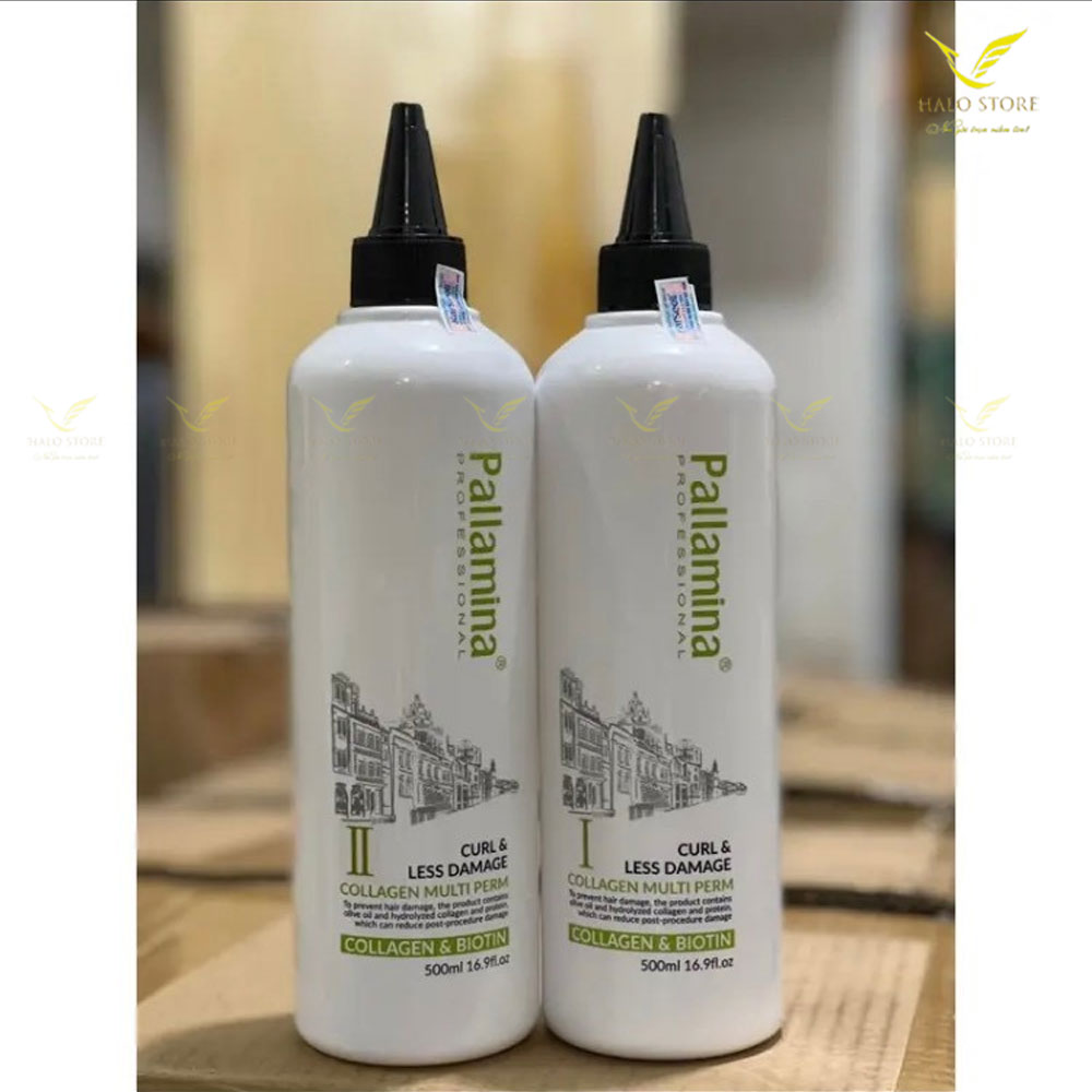 Thuốc uốn lạnh Pallamina số 1+2 sóng căng, mẩy sóng nhiều dưỡng có thêm thành phần biotin & collagen Cặp 500ml