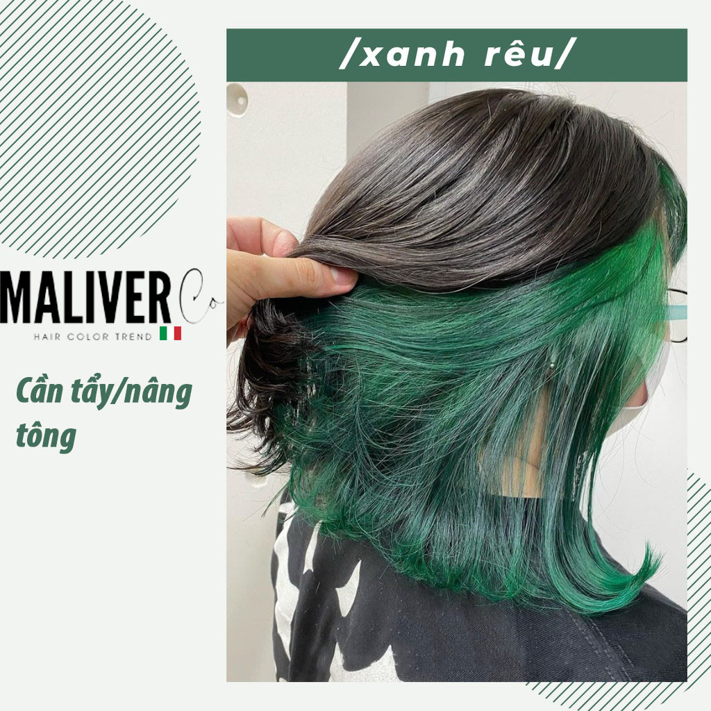 Thuốc nhuộm tóc màu xanh rêu cần tẩy/nâng tông - Maliver Hair