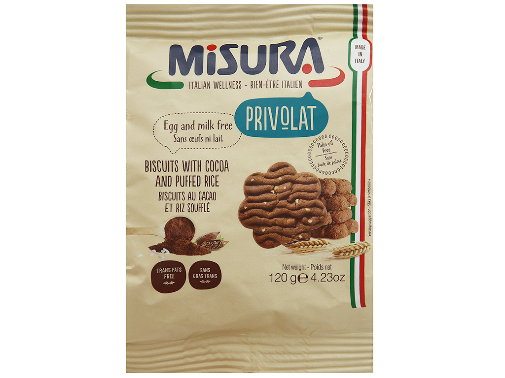 Bánh quy cacao cốm gạo misura - gói 120g