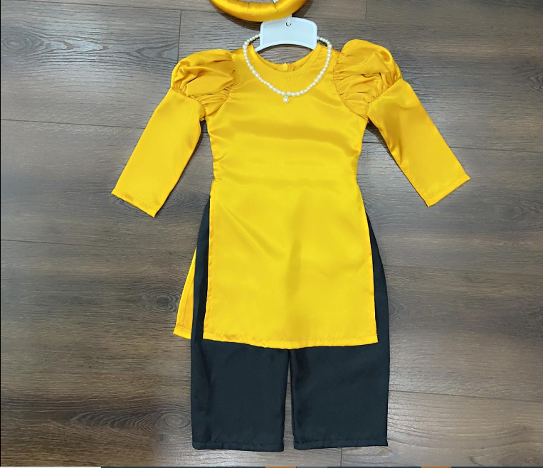 Bộ quần áo dài bé gái vàng đen 8-28kg Angel Baby Thời Trang Thiết Kế