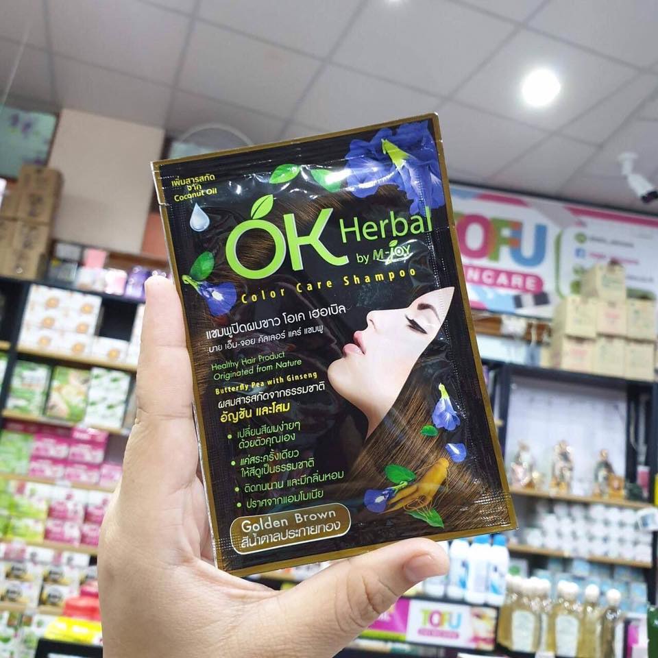 Gói gội nhuộm tóc Nhân sâm OK HERBAL Thái lan