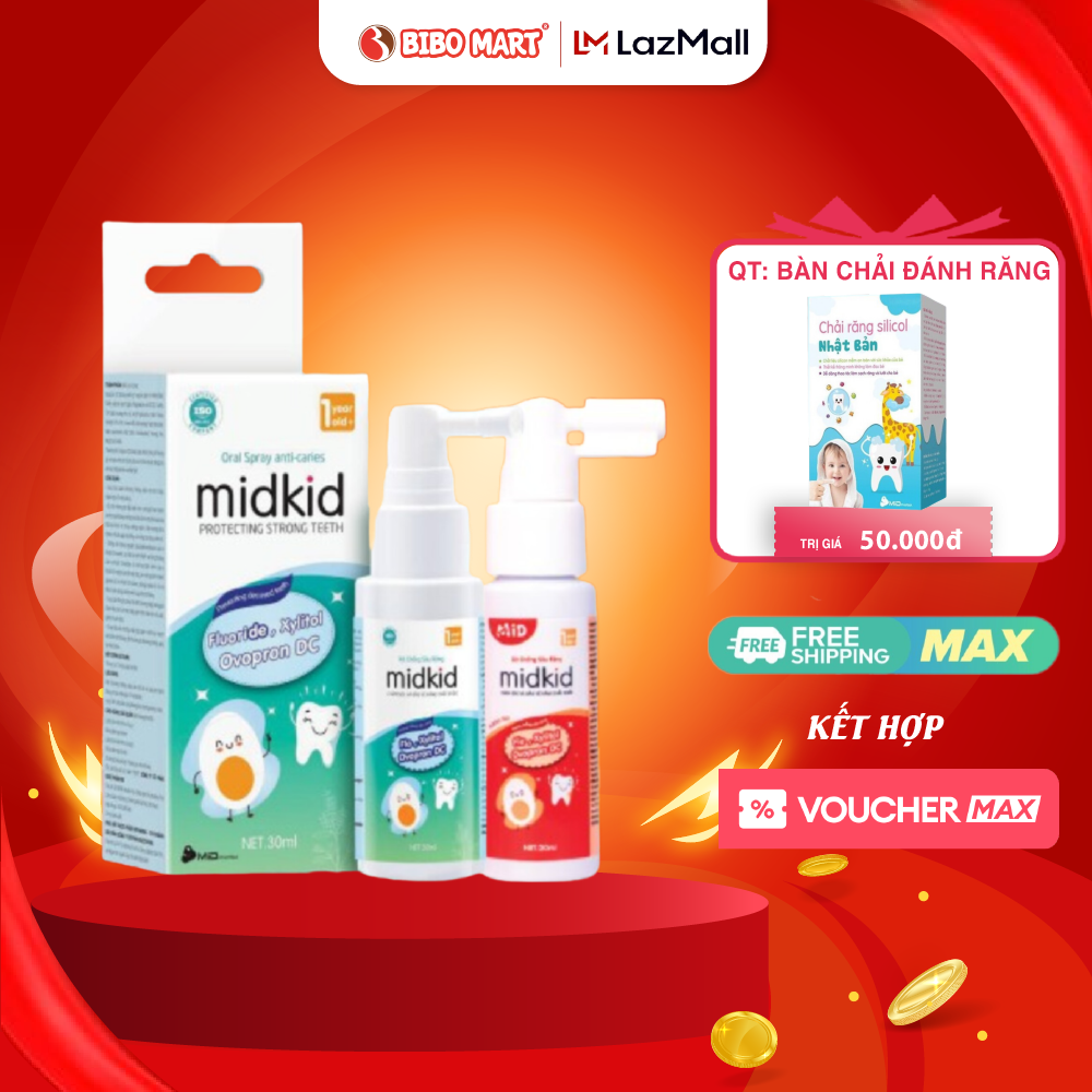 Xịt Chống Sâu Răng Midkid Làm Sạch Khoang Miệng Bảo Vệ Men Răng Ngăn Ngừa Ố Vàng 20ml 30ml Cho Bé- Bibo Mart