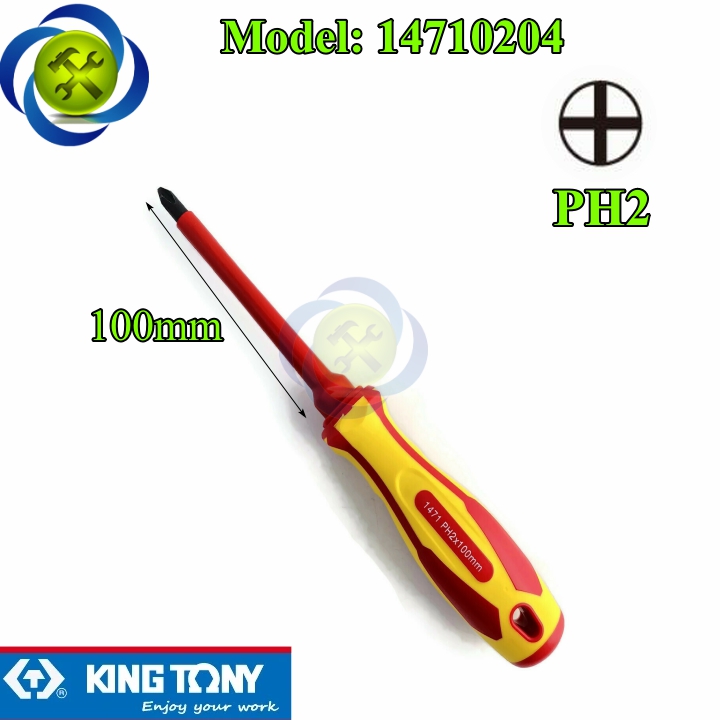 Vít bake cách điện ph2 kingtony 14710204 dài 100mm cán đỏ - vàng