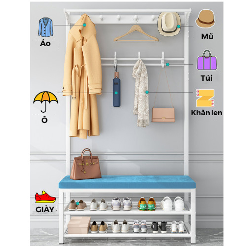 Giá treo quần áo tích hợp giá để giày, kệ để đồ tiện lợi