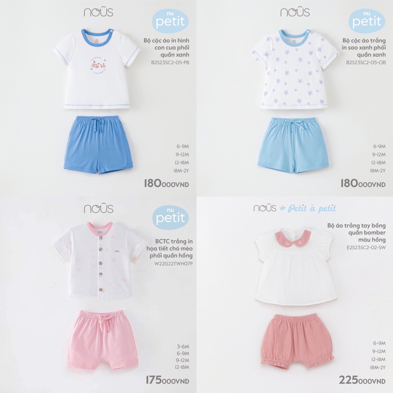 Bộ cộc nous 6-9m đến 2-3y