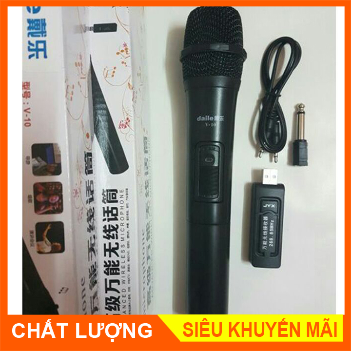 Micro không dây v10 dùng cho amly, loa kéo