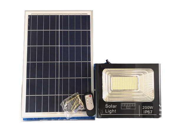 Đèn Led Năng Lượng Mặt Trời 200W- Chip Led Ánh Sáng Trắng, Đèn vỏ nhôm nguyên khối- Tấm pin kích thước lớn- Bảo Hành 2 năm