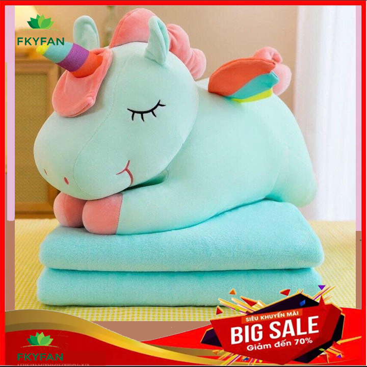 Chăn gối văn phòng hình thú Fhome Bộ chăn gối văn phòng hình heo 3 trong 1, chăn mền du lịch có thể làm chăn gối cho bé yêu gối mền hình thú dể thương 3 in 1 -chăn gối cho bé đi học  , chan van phong