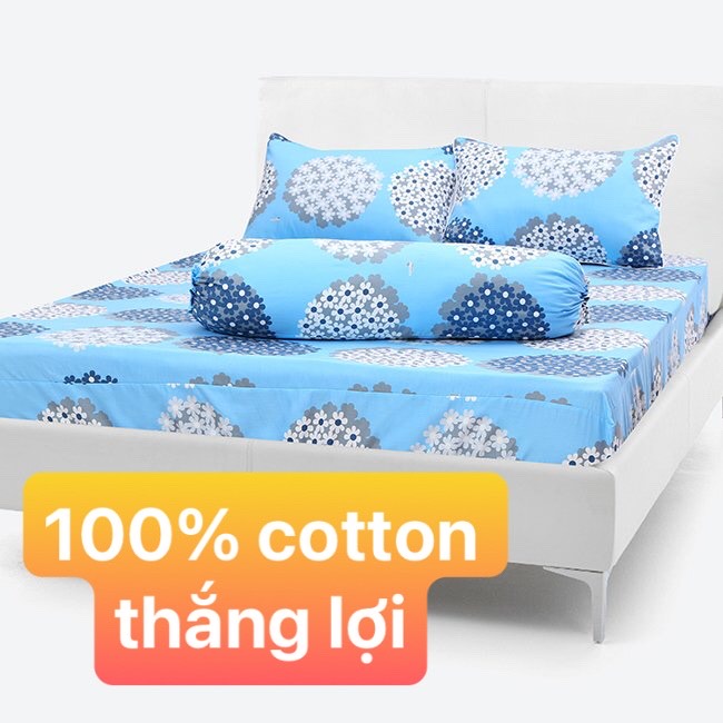 [HCM]Bộ Drap Cotton Thắng Lợi 4 món áo gối lót gòn chuẩn logo