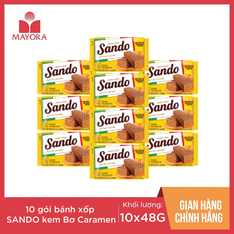 COMBO 10 GÓI BÁNH XỐP SANDO KEM BƠ CARAMEN 48G