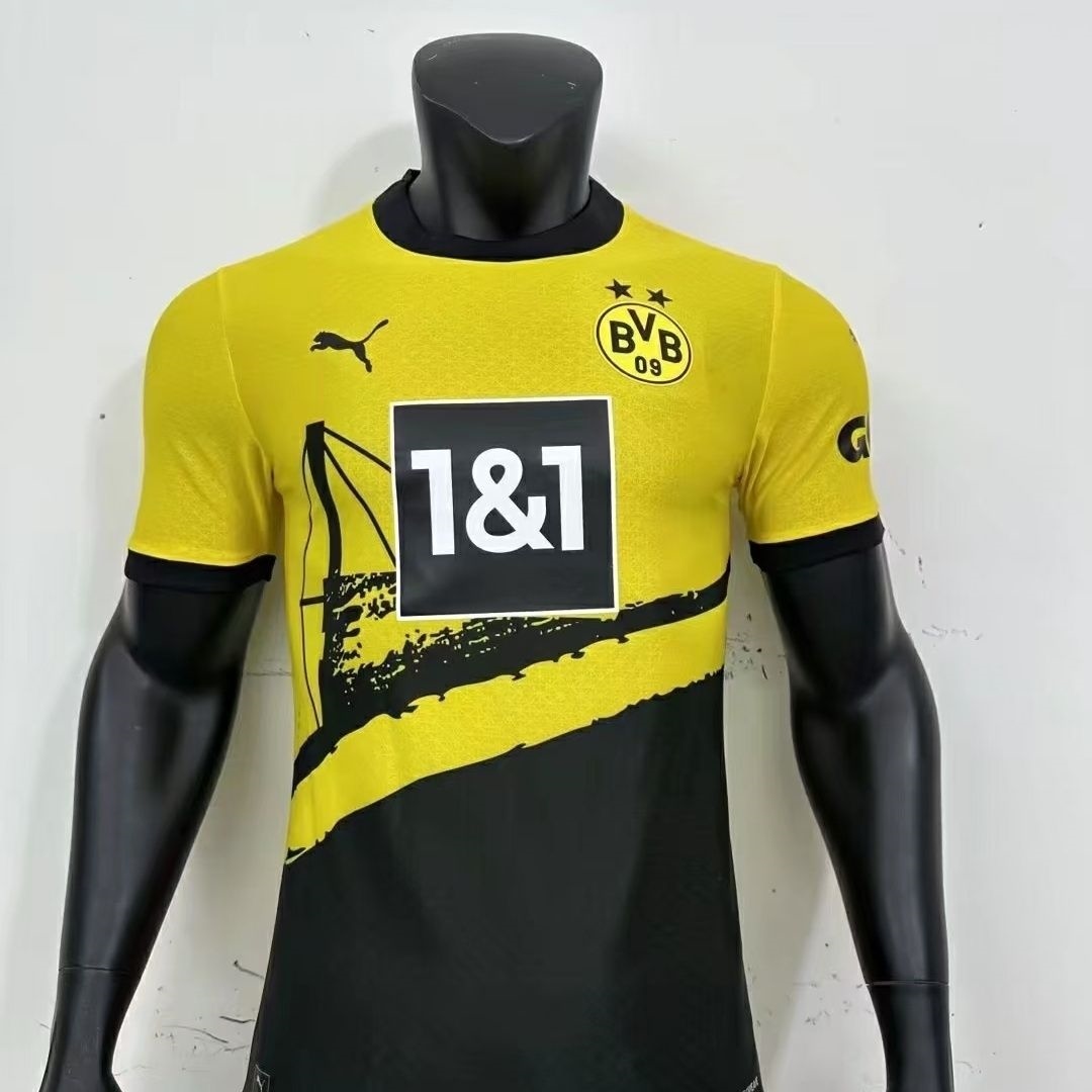 ♕♟☎ 23-24 Dortmund home court player version football jersey adult short-sleeved men's football uniform customized quick-drying breathable jersey