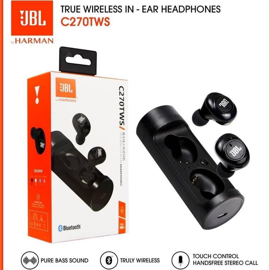 Tai nghe bluetooth true wireless jbl c270 tws2, tai nghe nhét tai bluetooth không dây, âm bass mạnh mẽ với công nghệ jbl signature sound, pin trâu.
