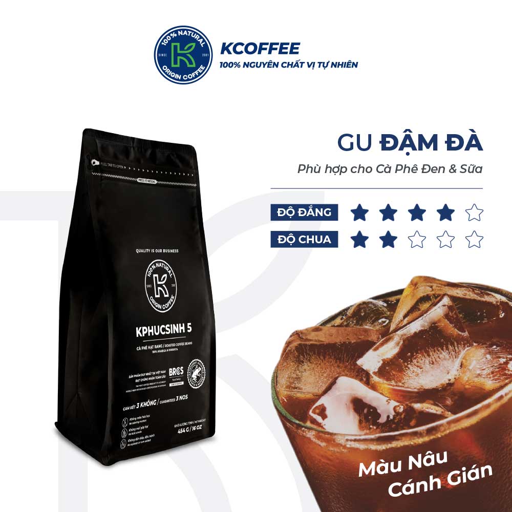 Cà phê rang xay nguyên chất k phucsinh 5 thương hiệu k coffee 100% arabica robusta gu cà phê đậm đà