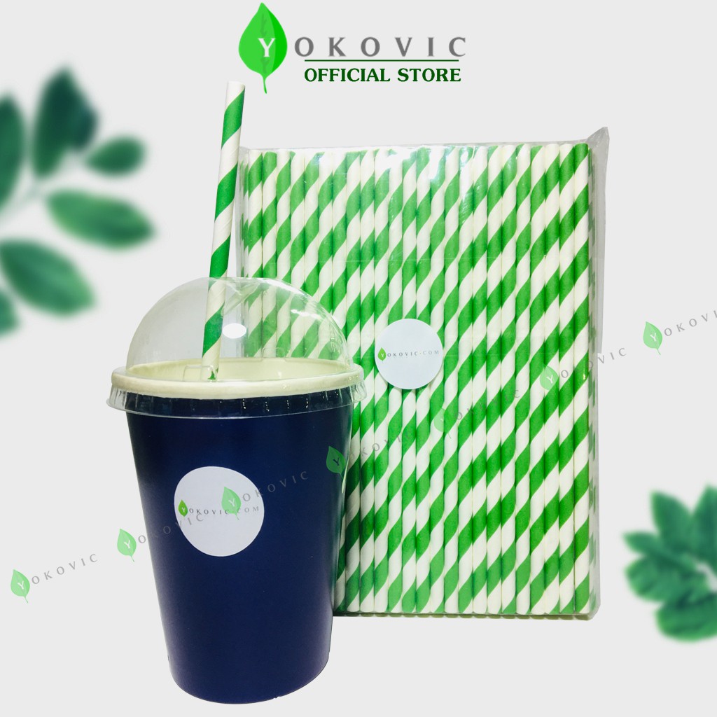 Ống hút giấy phi 6 Yokovic màu Xanh Lá - Ống hút giấy YKV006 bảo vệ môi trường.