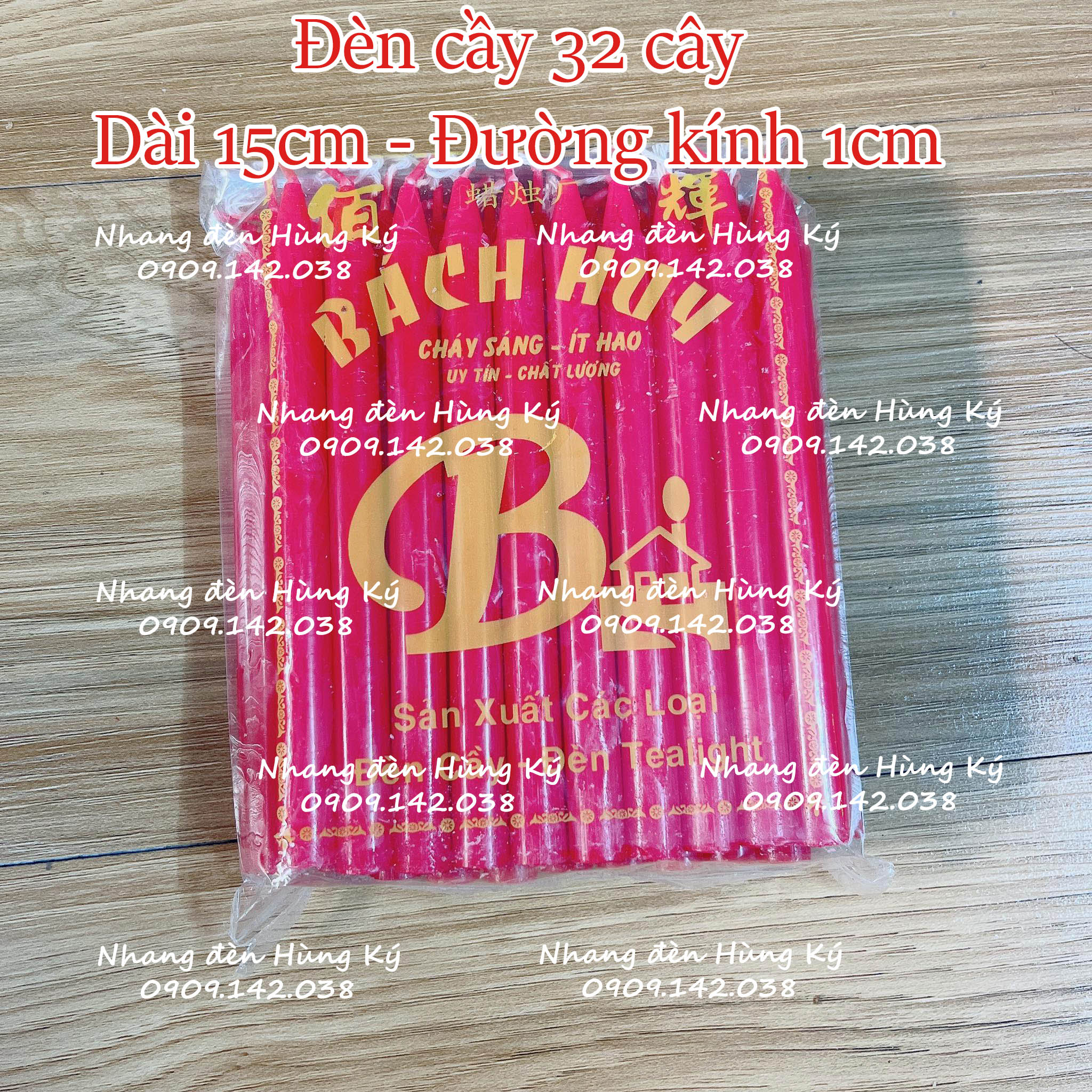 Đèn cầy sáp đỏ 32 cây 15cm