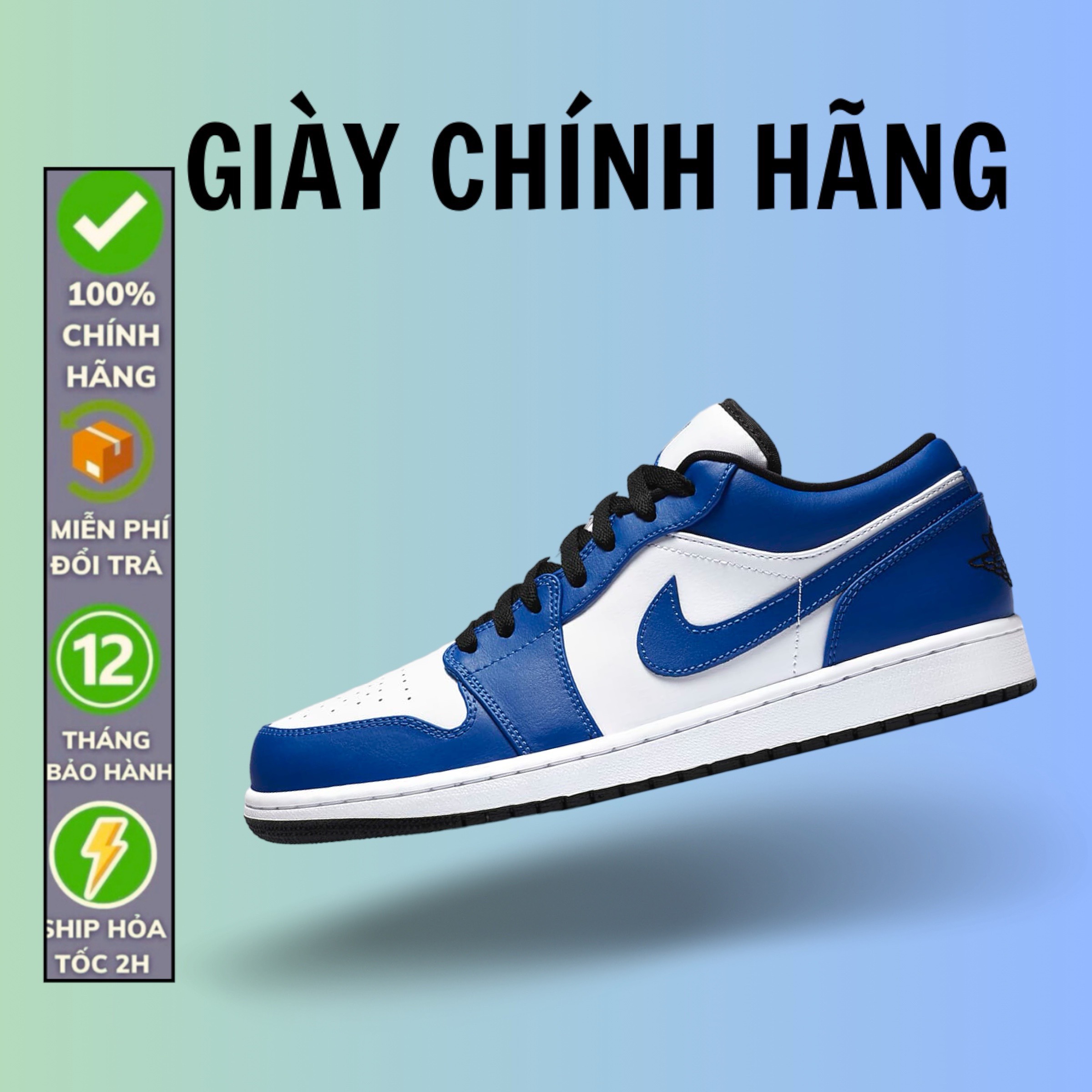 (Chính Hãng) Giày  Air Jordan 1 Low Game Royal 553558-124