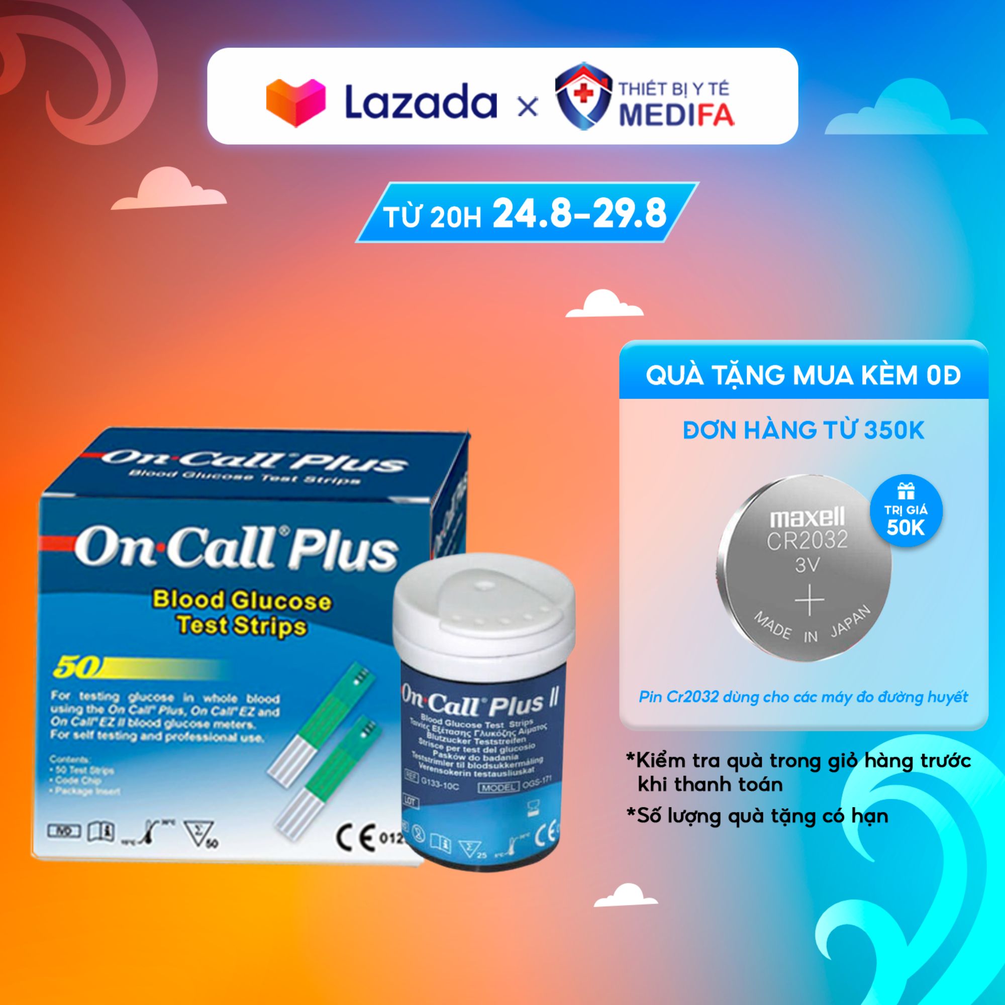 Que Thử Đường Huyết On Call Plus Hộp 25/50 Que Kèm Kim Tiểu Đường Và Bông Tẩm Cồn, Hàng Chính Hãng ACON