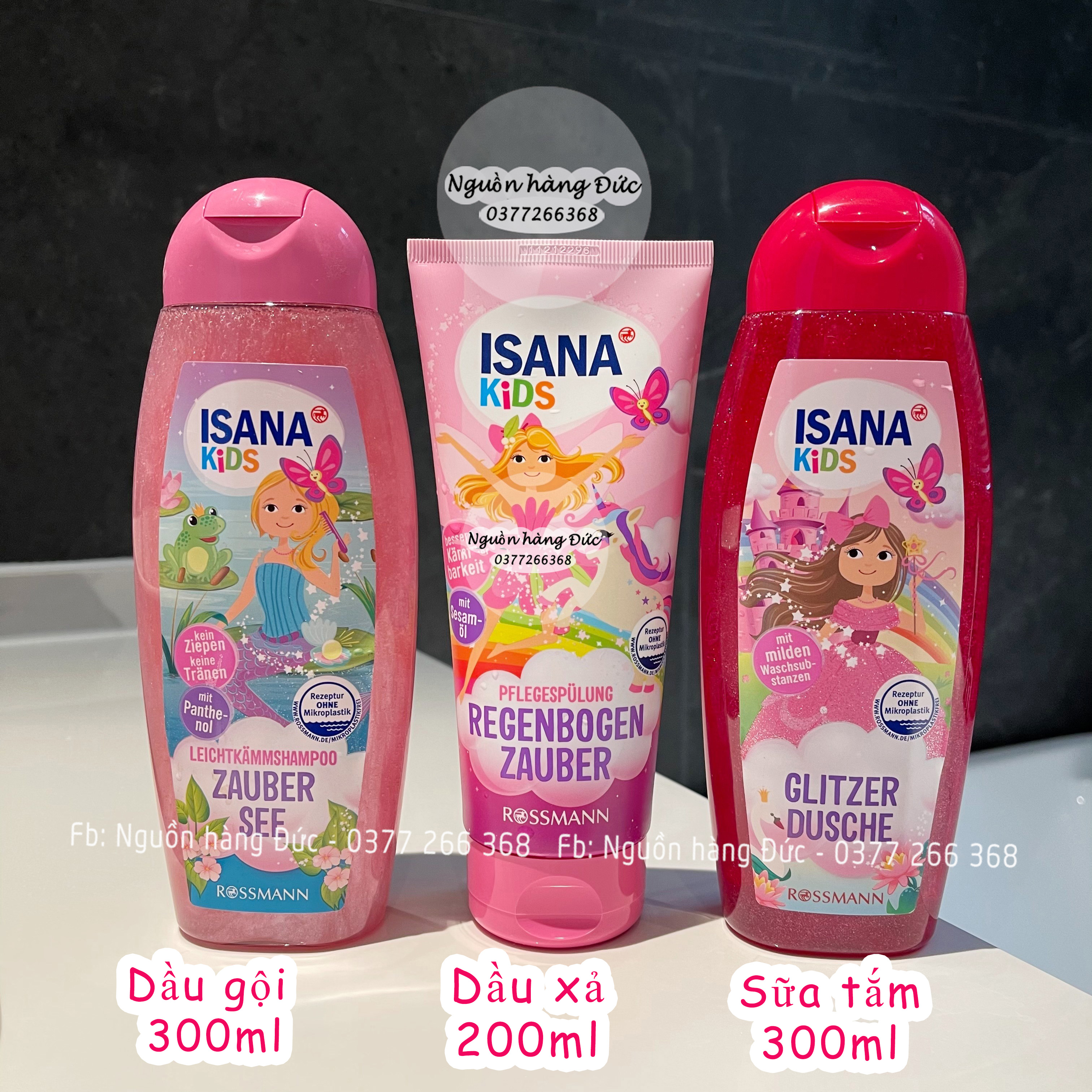 Dầu gội sữa tắm, dầu xả, dưỡng tóc ISANA bé gái, thuần chay cho trẻ em - Nguồn hàng Đức