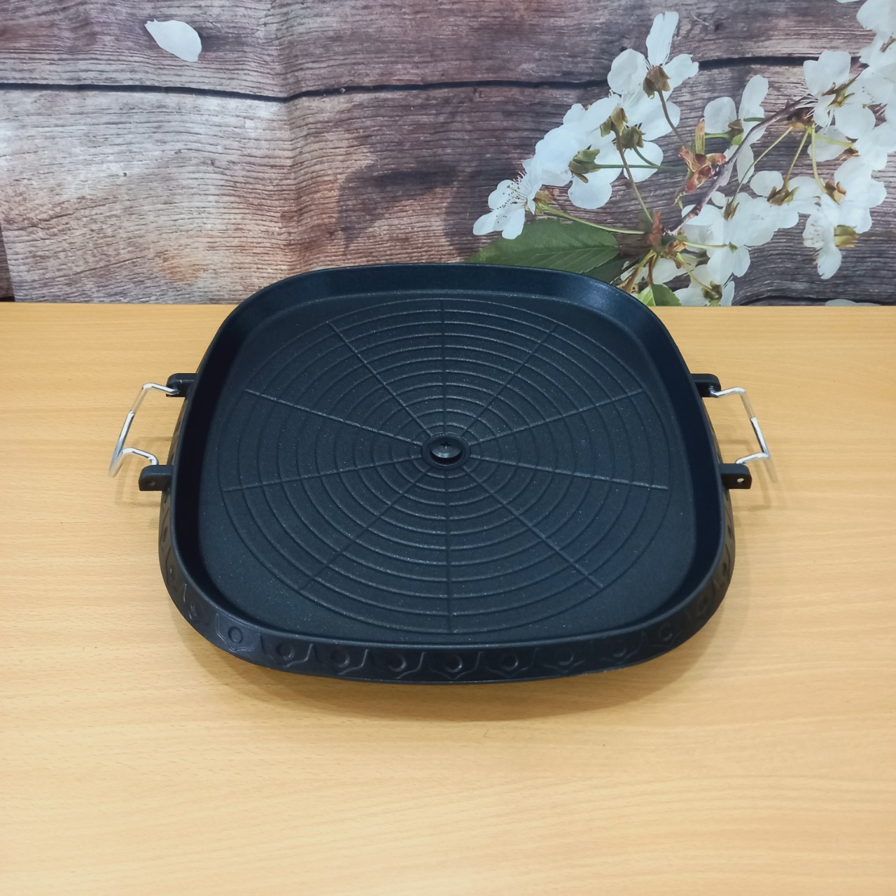 Chảo Nướng Hàn Quốc Vuông Nướng Thịt Không Cháy Không Khói