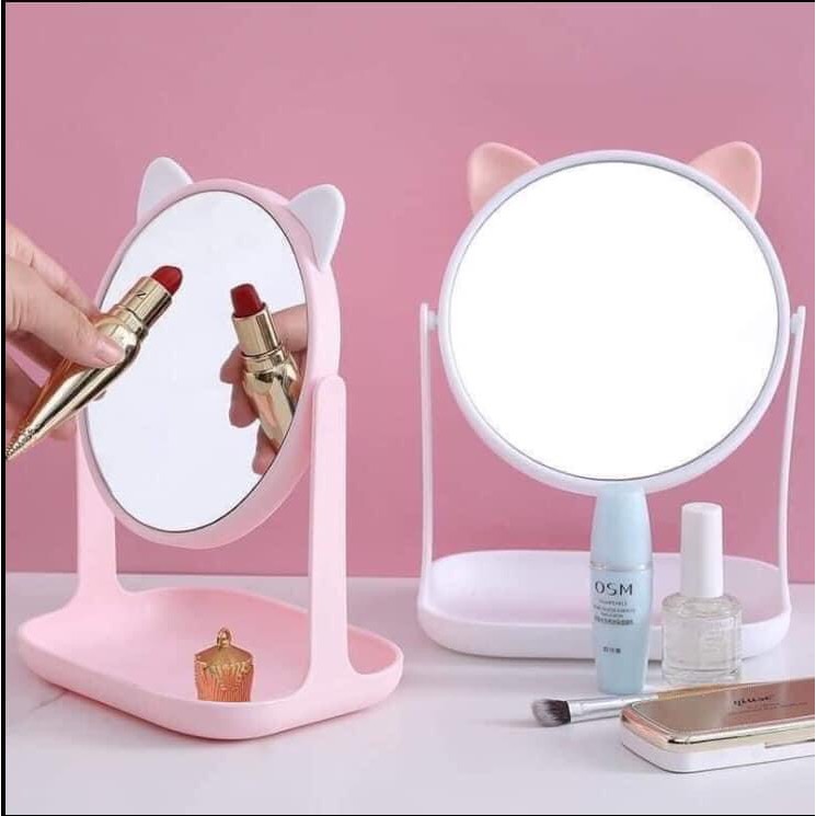 ( CỰC RẺ ) GƯƠNG ĐỂ BÀN - GƯƠNG TAI THỎ MINI ĐỂ BÀN MINI - CÓ KHAY ĐỰNG ĐỒ TIỆN DỤNG (GIAO HÀNG THEO MẪU NGẪU NHIÊN) - GƯƠNG ĐỂ BÀN CUTE - GƯƠNG ĐỂ BÀN HÌNH THỎ ĐÁNG YÊU
