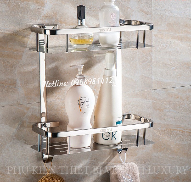 Kệ chữ nhật 2 tầng inox 304