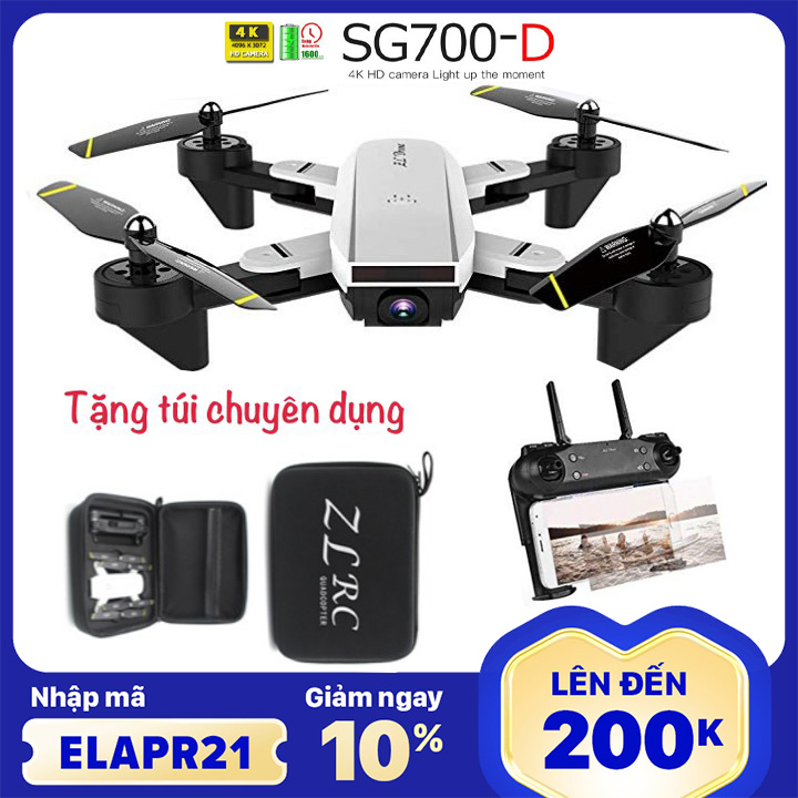 [ BỘ 2 PIN ] Máy bay Flycam SG700 D chụp ảnh bằng cử chỉ 2 camera 4K Video HD 720P cảm biến di chuyển theo bàn tay