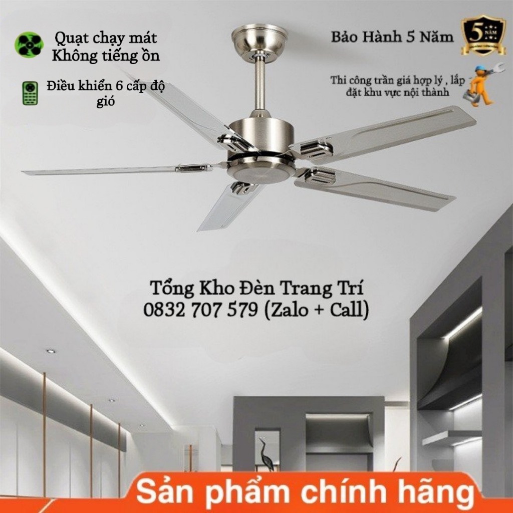 Quạt Trần Không Đèn Quạt Trần 5 Cánh 8558 6 Cấp Độ Gió Điều Khiển Từ Xa