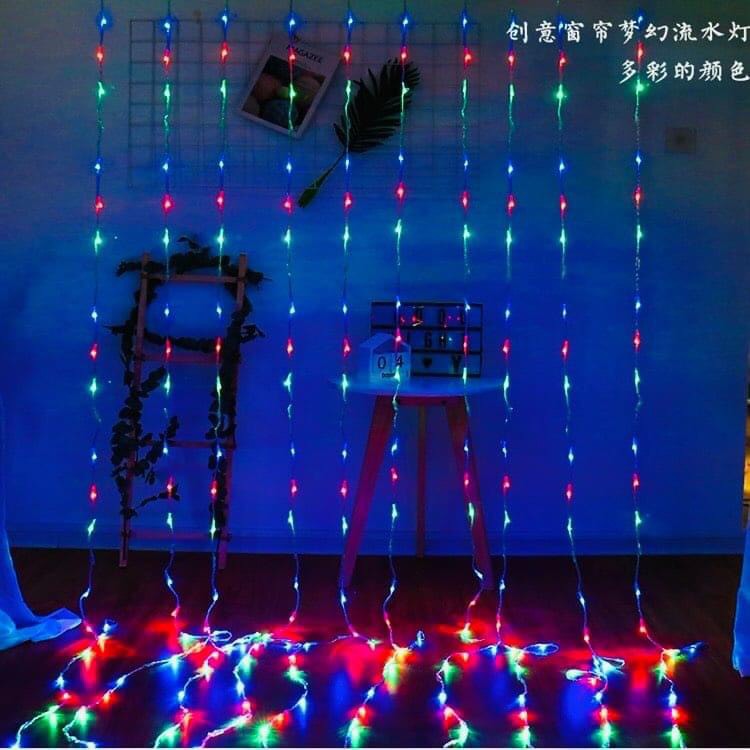 (Chọn Màu) Dài 3M* 2.2M Cắm Điện 220V- Rèm Đèn Led Hiệu Ứng Đèn Thác Nước Đổ Chống Nước Trang Trí Tiệc Sân Vườn Noel Lễ Tết